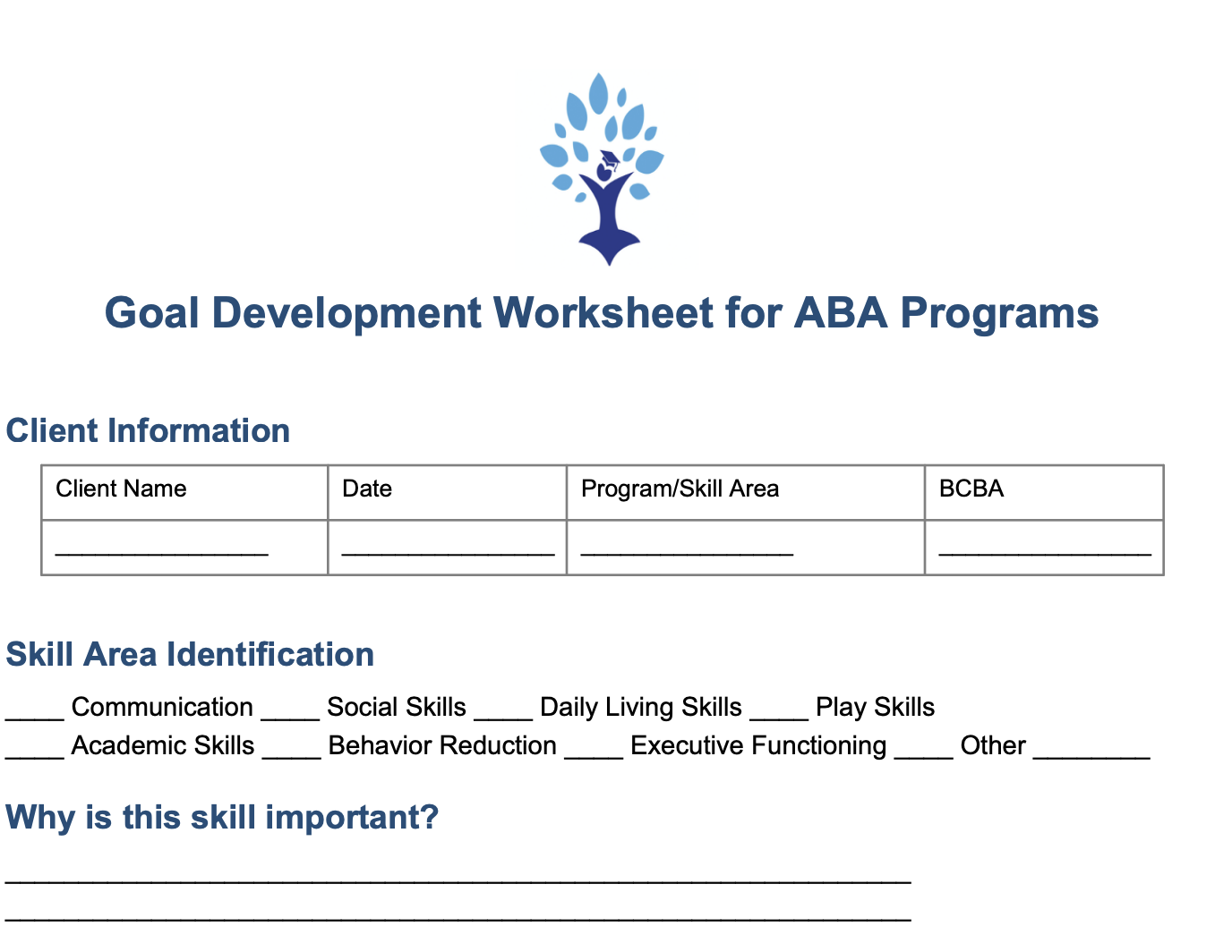 Goal development worksheet